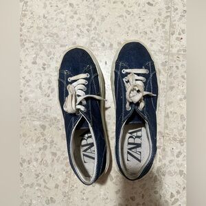 Zara  Navy platform denim Sneakers